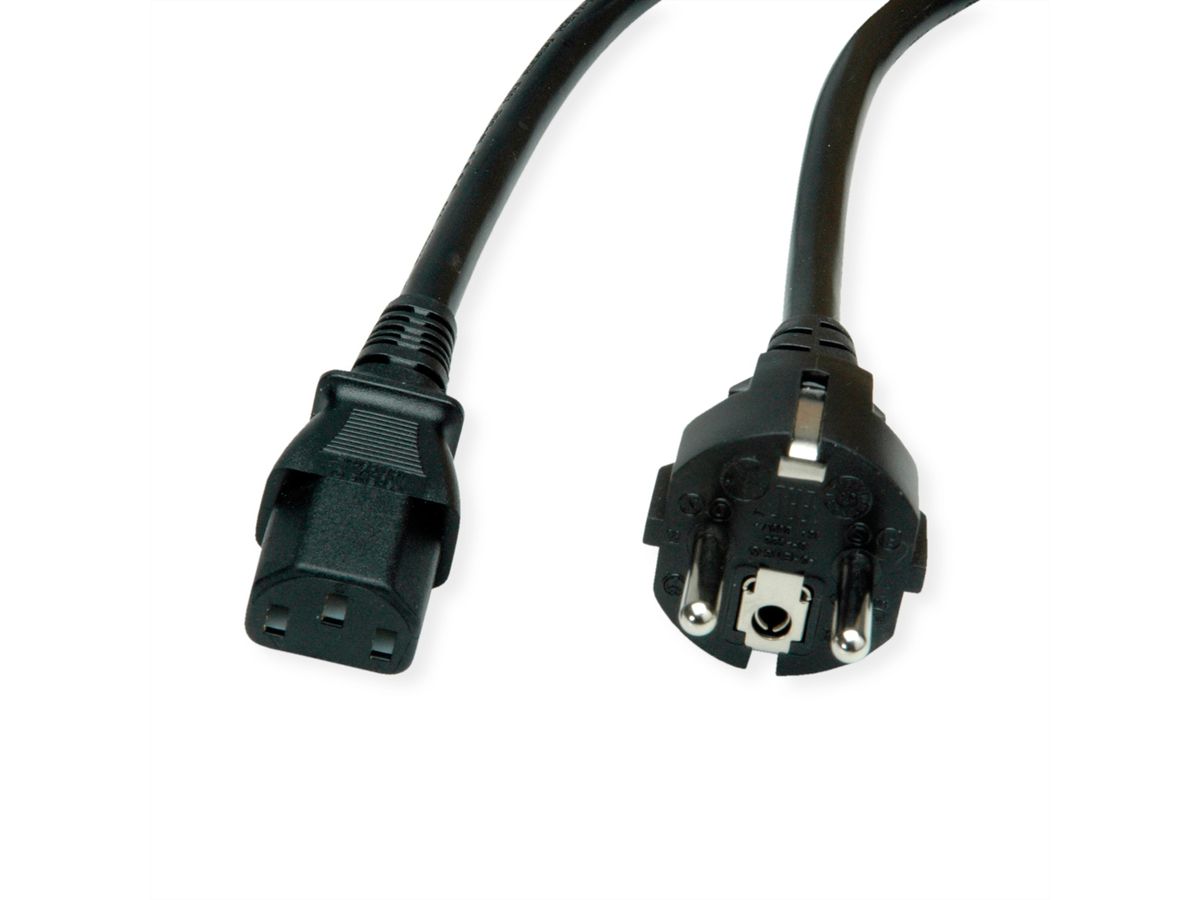 ROLINE Power Cable, straight IEC Connector, black, 1.8 m