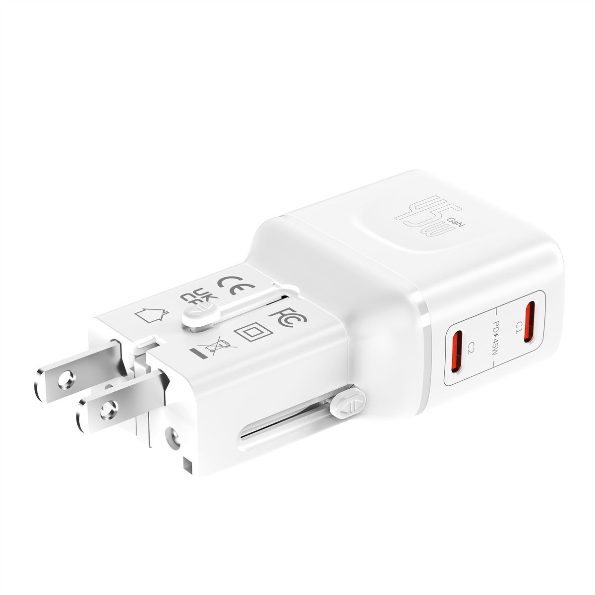 VALUE POCKET Travel Charger, EU/UK/US, 2x Ports USB C, 45W