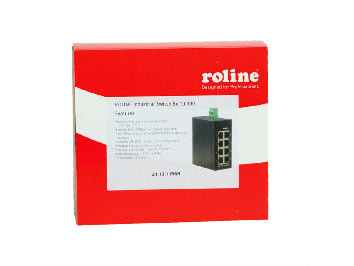 ROLINE Industrial Switch, 8x RJ-45, unmanaged