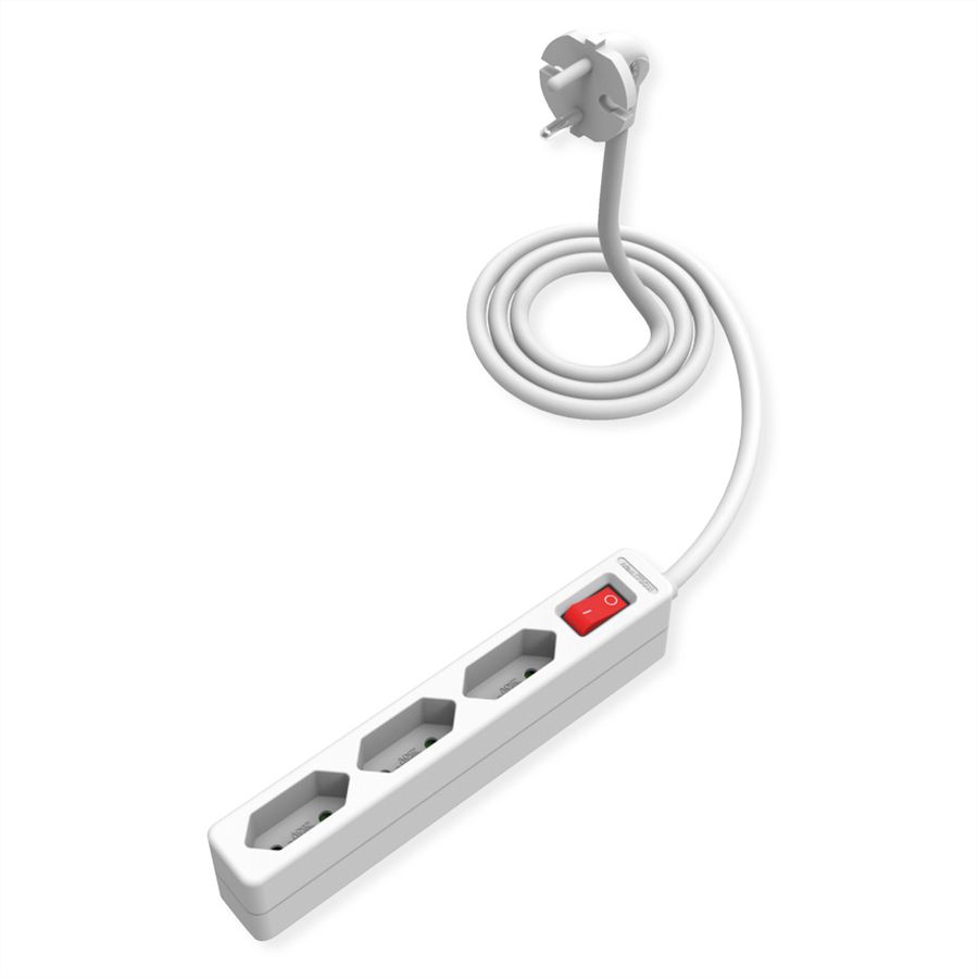 VALUE Power Strip 2-Pin Euro Type, 3-way, with Switch, 1.5 m