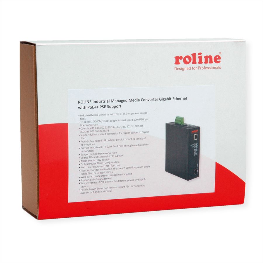 ROLINE Industrial Managed Media Converter Gigabit Ethernet  with PoE++ PSE Support