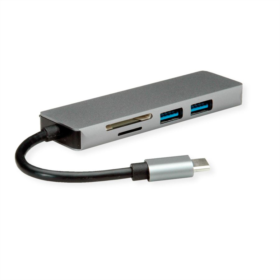 ROLINE USB Type C Docking Station, HDMI 4K30, 2x A USB 3.2 Gen 1, SD/MicroSD Card Reader