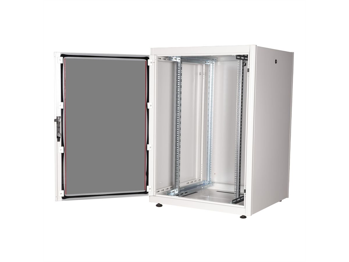 ROLINE 19-inch network cabinet Basic 22 U, 800x800 WxD glass door grey