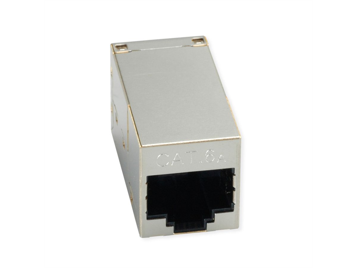 ROLINE RJ-45 Mini Inline Coupler, Cat.6A (Class EA), shielded, silver