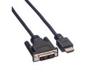 ROLINE DVI Cable, DVI (18+1) - HDMI, M/M, black, 5 m