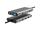 VALUE Dockingstation Type C, 2x 4k HDMI, DP, VGA, Gigabit Ethernet, 2x USB-C, 2x USB-A, PD