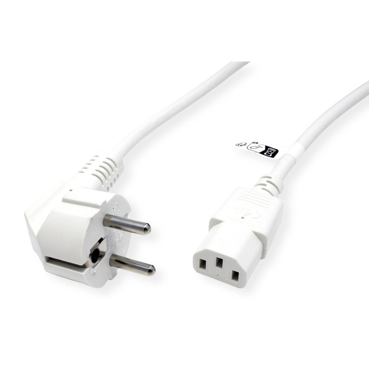 ROLINE GREEN Power Cable, straight IEC Connector, white, 0.8 m