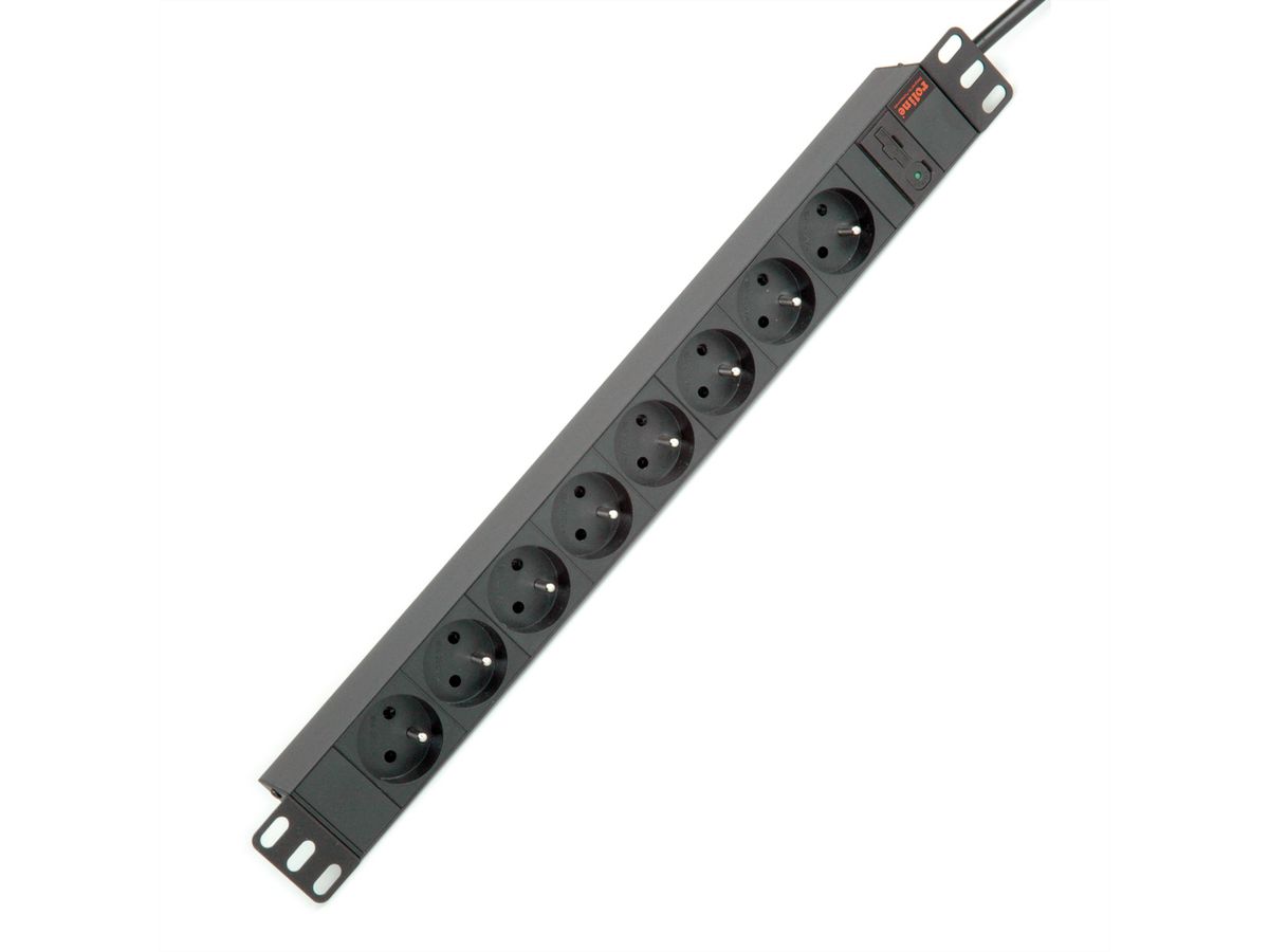 ROLINE 19" PDU for Cabinets 8x 2300W, UTE Version, IEC320 C14 M, black, 2 m