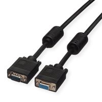 ROLINE SVGA Cable + Ferrite, HD15, M/F, 10 m