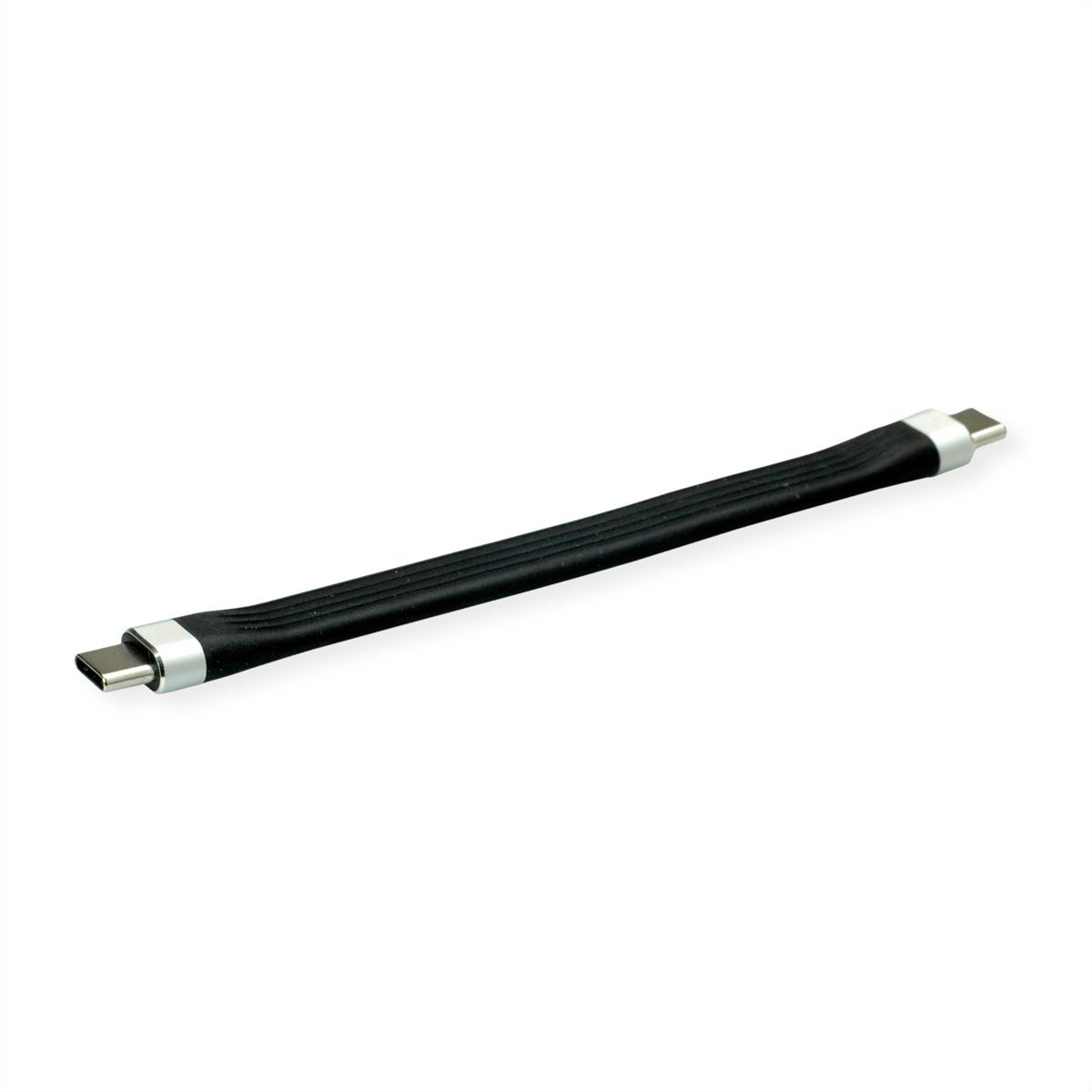 ROLINE USB 3.2 Gen 2 Silicone Cable, PD, with Emark, C-C, M/M, 8K UHD, 10Gbit/s, 60W, black, 11 cm
