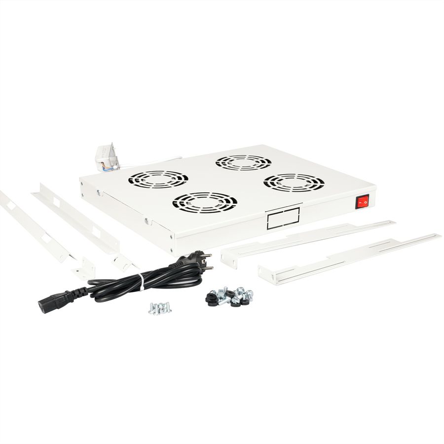 ROLINE 19-inch fan unit 4 fans, Thermostat grey