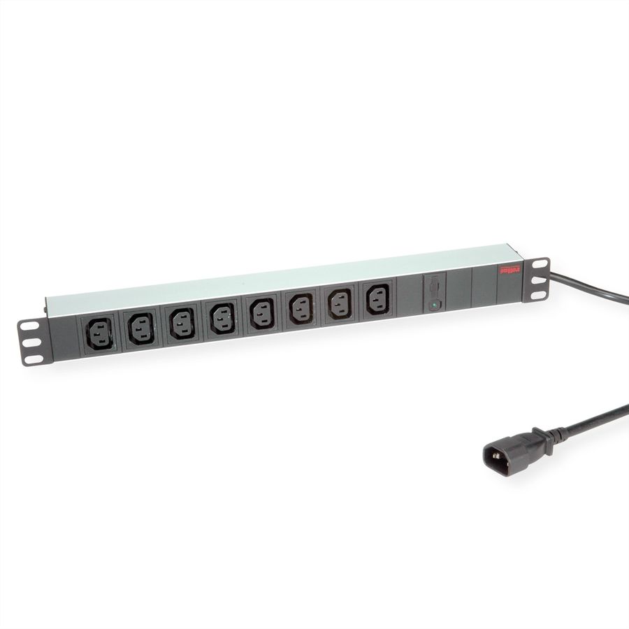 ROLINE 19" PDU for Cabinets 8x IEC320 C13 - C14 M, 10A fused, silver, 2 m