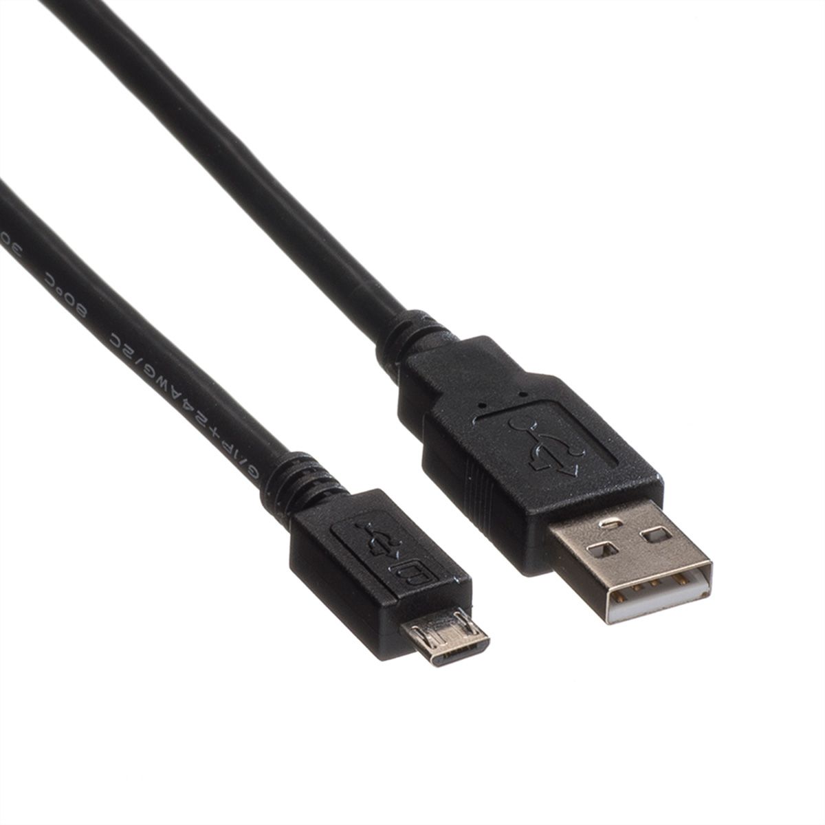 ROLINE USB 2.0 Cable, A - Micro B, M/M, black, 0.15 m