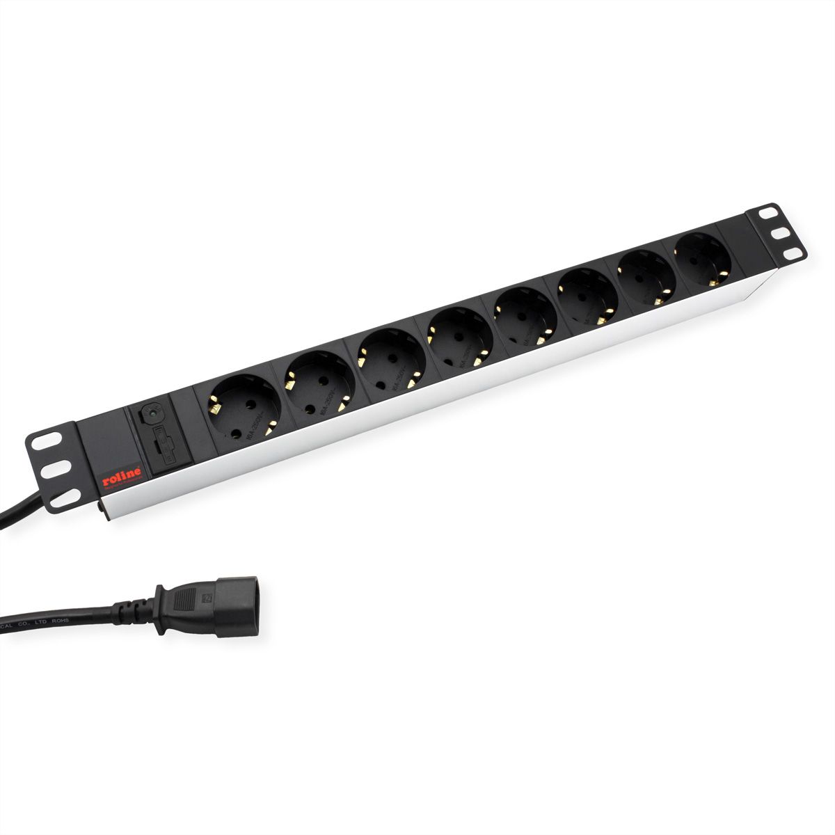 ROLINE 19" PDU for Cabinets 8x 2300W, IEC320 C14 M, silver, 2 m