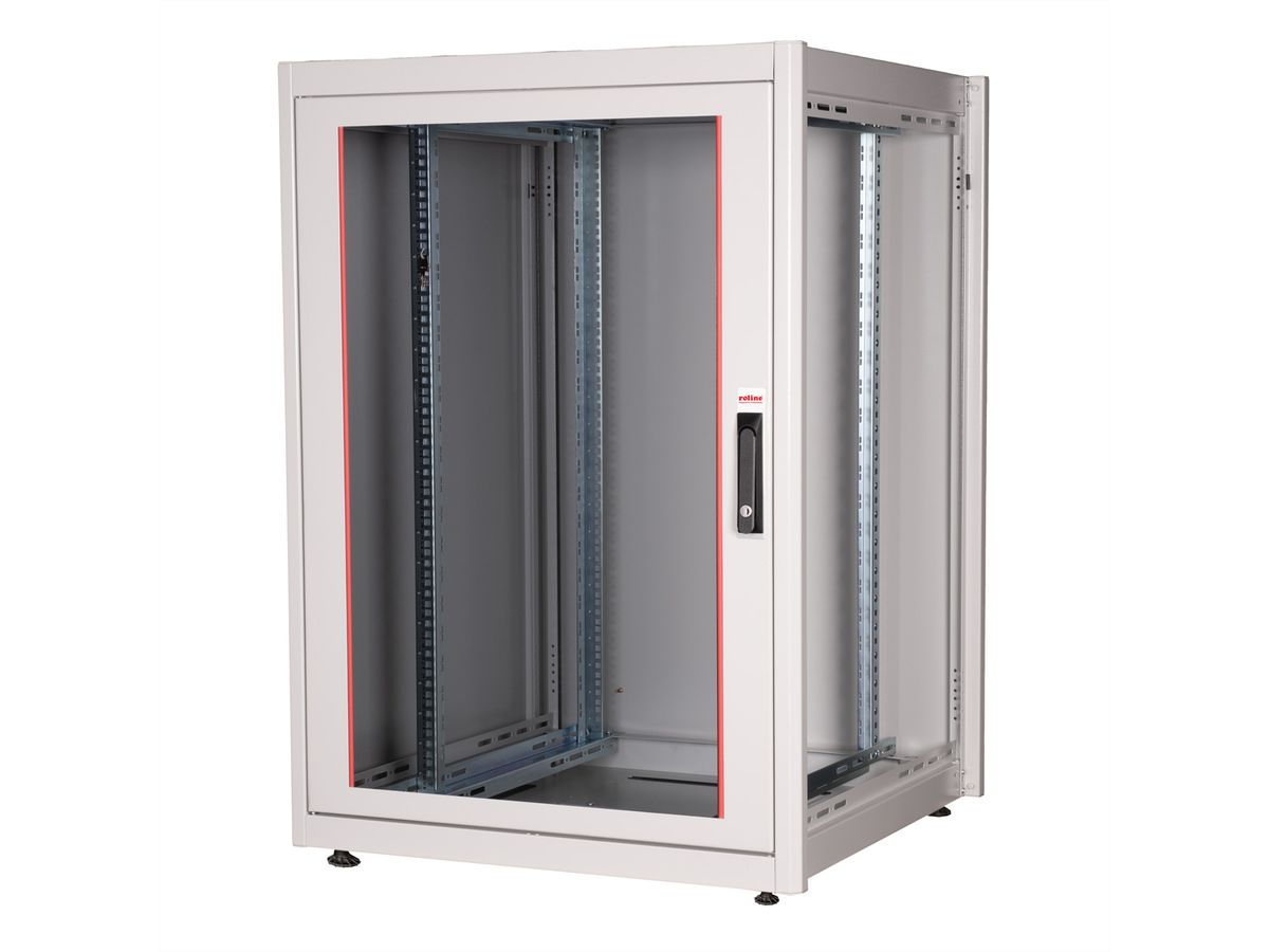 ROLINE 19-inch network cabinet Basic 22 U, 800x800 WxD glass door grey