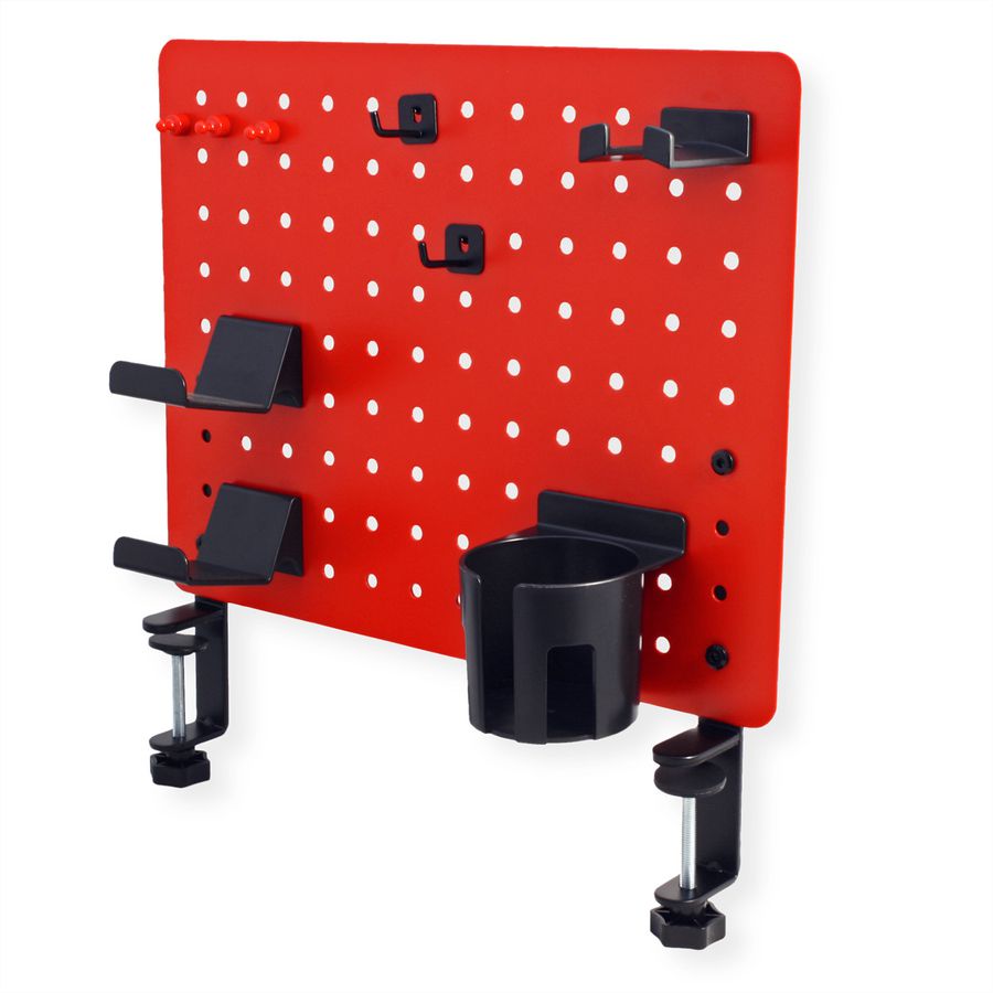VALUE Gaming-/Office Clamp Mount Pegboard, red