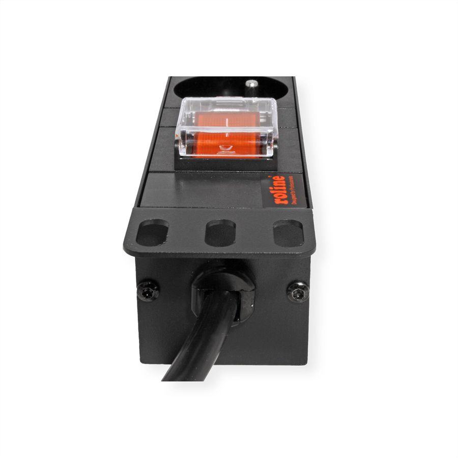 ROLINE PDU for Cabinet, 8x socket, 45°, 16A, with Switch, UTE Version, black, 1.8 m