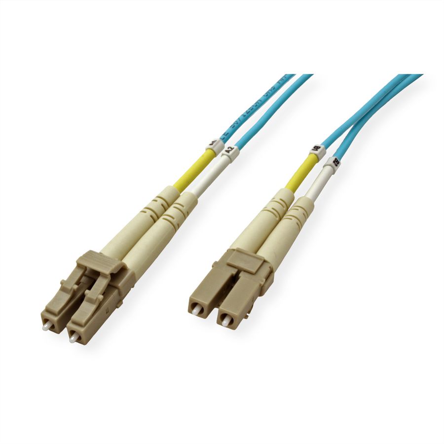 VALUE Fibre Optic Jumper Cable, 50/125µm, LC/LC, OM3, LSOH, turquoise, 15 m