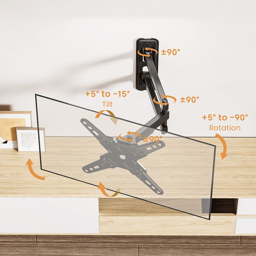 VALUE TV Monitor Arm, Wall Mount, 3 joints, 13–43 inch, max. 20 kg