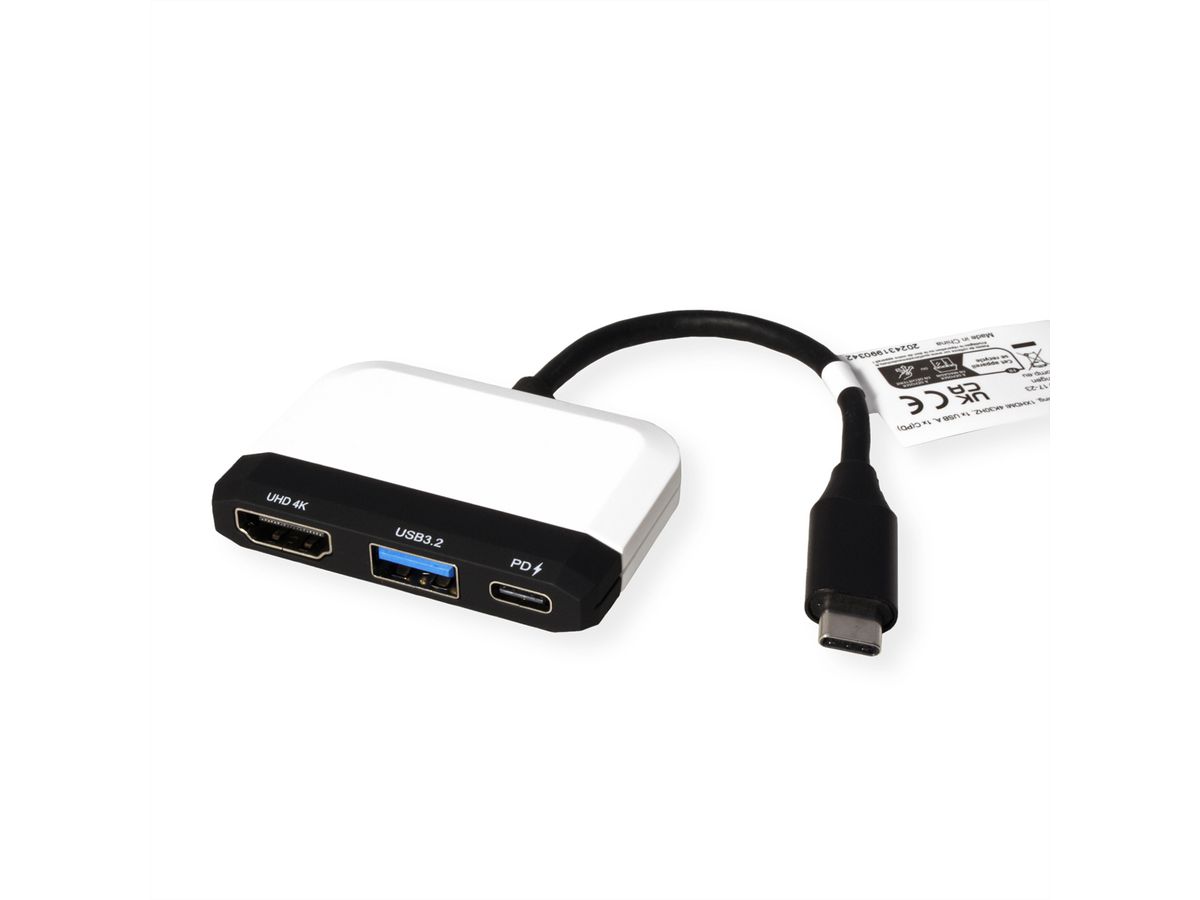 VALUE Dockingstation Type C, 1x HDMI 4K30, 1x USB 3.2 Gen 1 A, 1x Type C (PD)