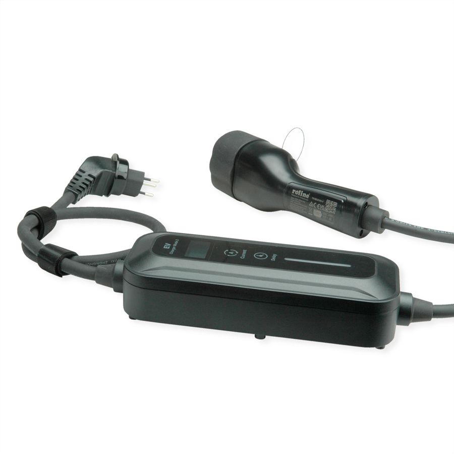 ROLINE Portable EV Charging Cable, Swiss Plug - Type 2, Mode 2, 10 A, 2.3 kW, 5 m