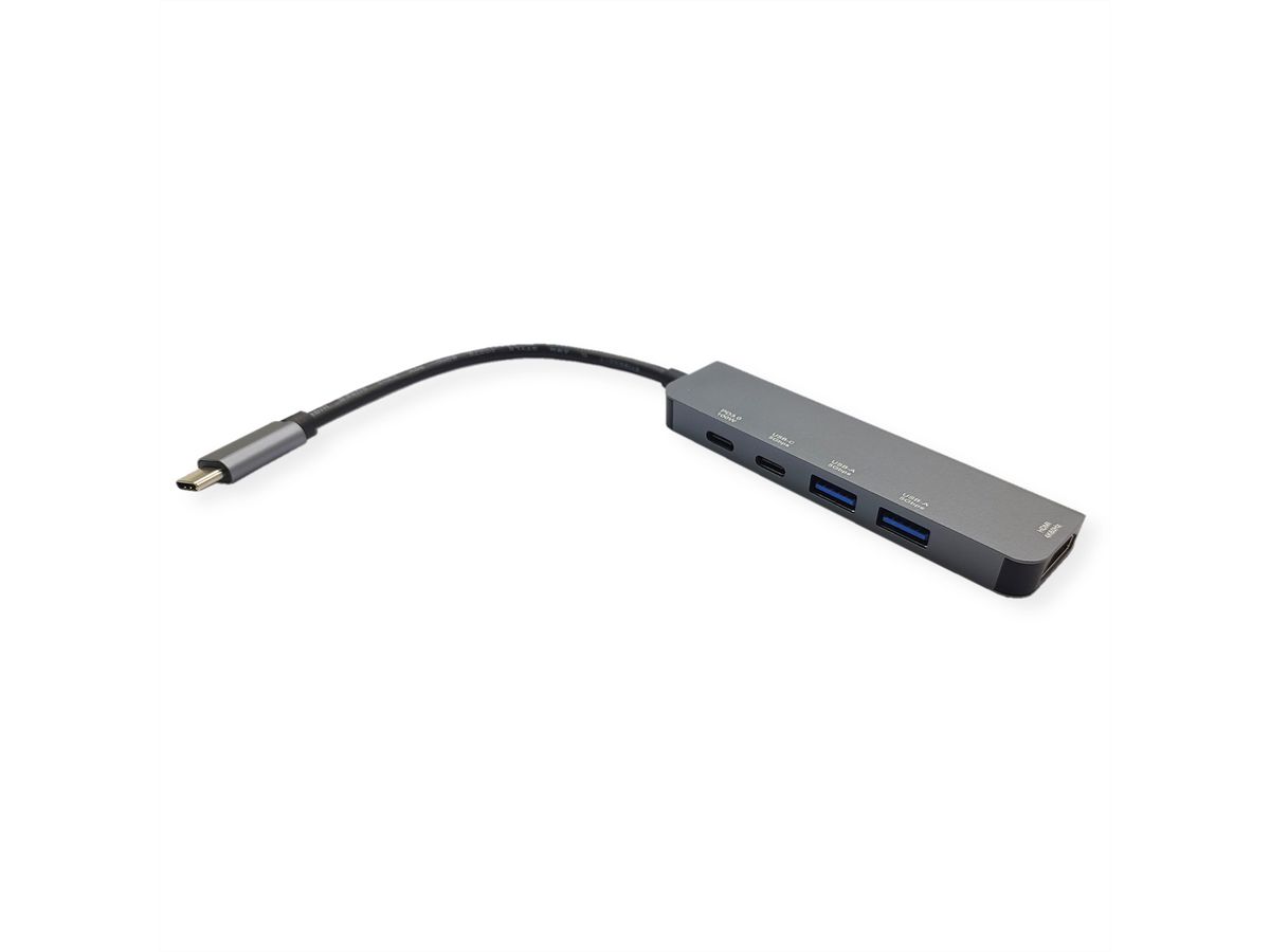 VALUE Dockingstation Type C, 1x HDMI 4K60, 2xA USB3.2Gen1, 1xC USB3.2Gen1, 1x PD (Power Delivery)