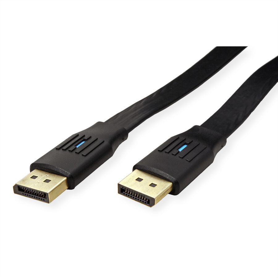VALUE Flat DisplayPort Cable, v1.4, DP-DP, M/M, black, 1 m