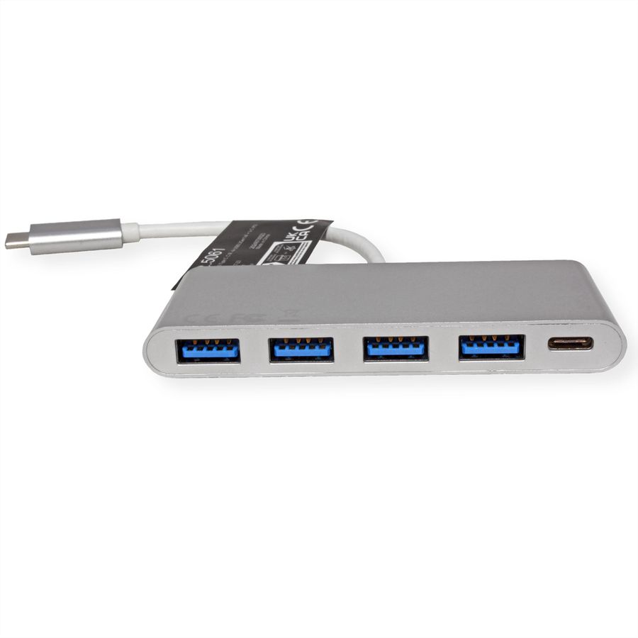 ROLINE USB 3.2 Gen 1 Hub, 4x USB A, 1x PD, Type C