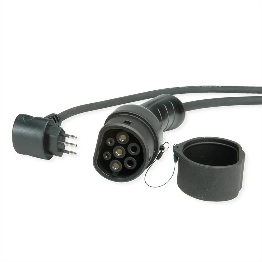 ROLINE Portable EV Charging Cable, Italian Plug - Type 2, Mode 2, 10 A, 2.3 kW, 3 m