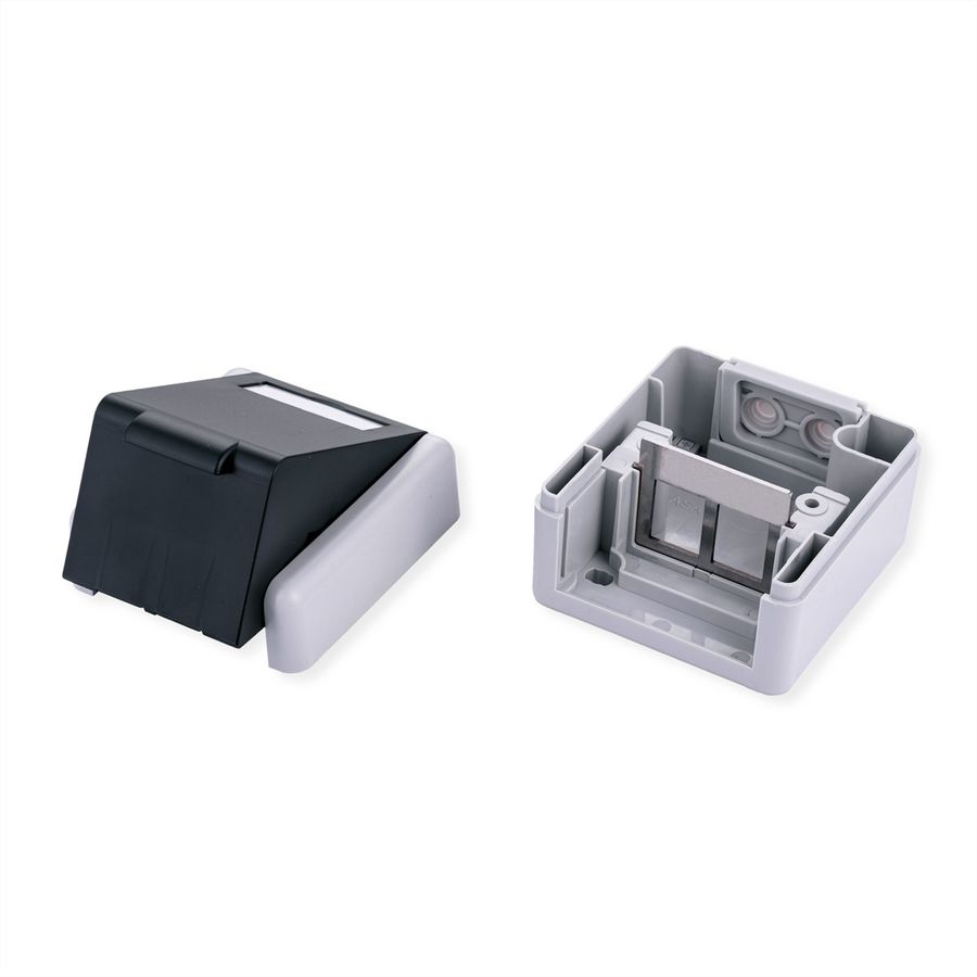 VALUE Outdoor Surface Mounted Wall Mount Box for 2x Keystones, grey