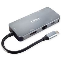 ROLINE USB-C Multiport Docking Station, 4K HDMI, 2x USB 3.2 Gen 2, 1x USB Type C PD (Power Delivery), 1x Gigabit Ethernet