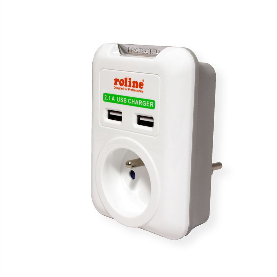 ROLINE Power Wall Outlet, 2x USB Charger, UTE version