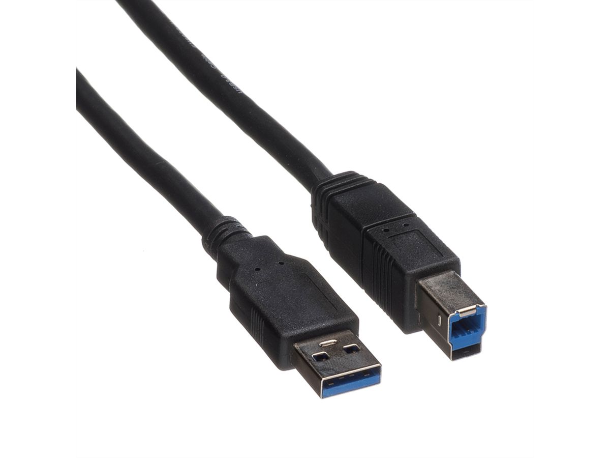 ROLINE USB 3.2 Gen 1 Cable, A - B, M/M, black, 0.8 m