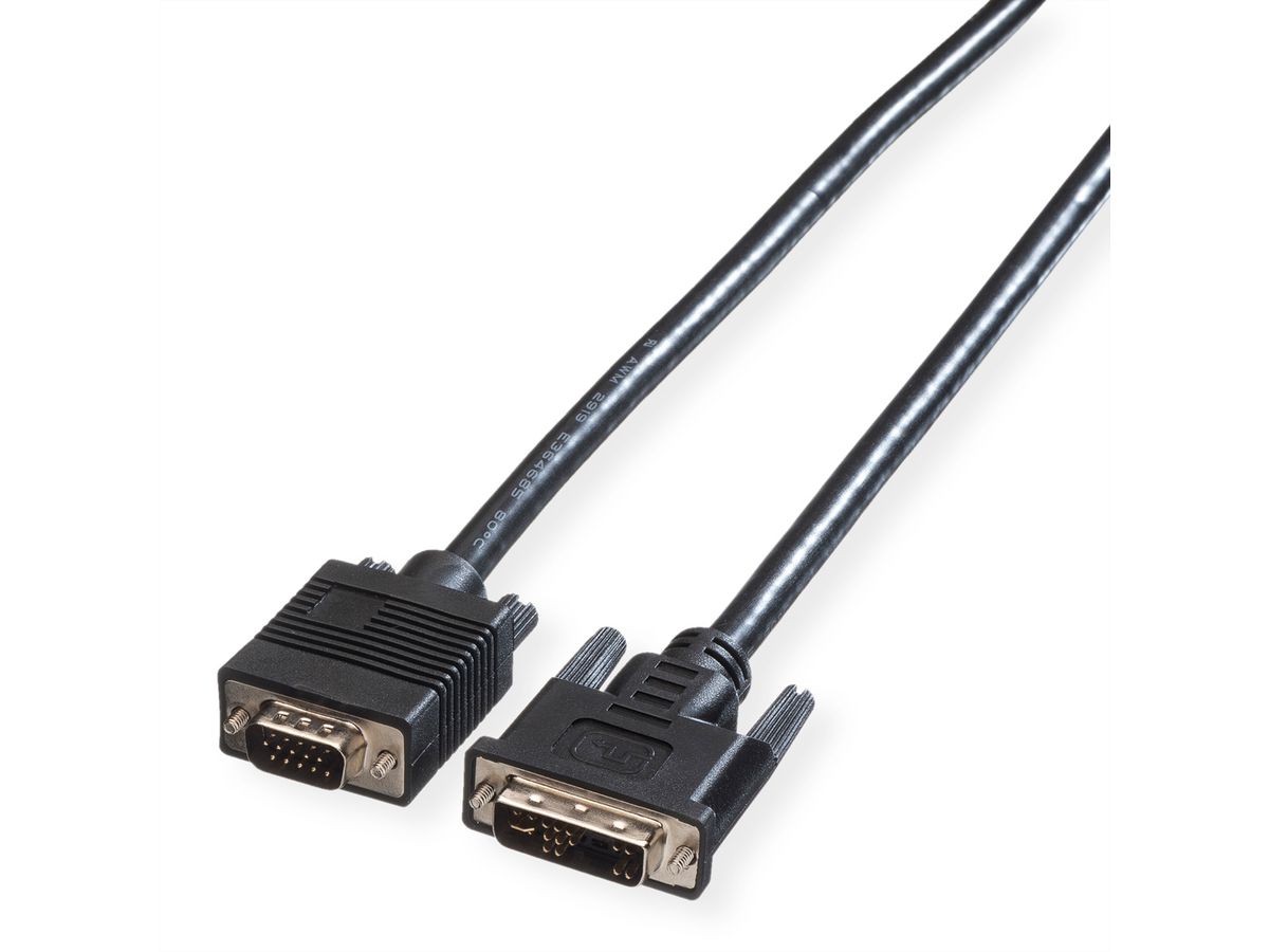 ROLINE DVI Cable, DVI (12+5) - HD15, M/M, 5 m