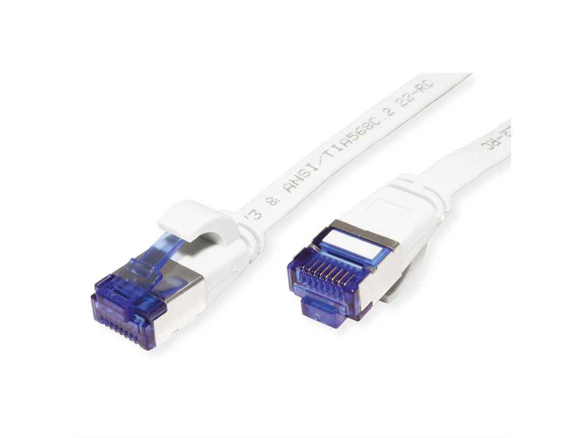 VALUE FTP Patch Cord, Cat.6A (Class EA), extra-flat, white, 1 m