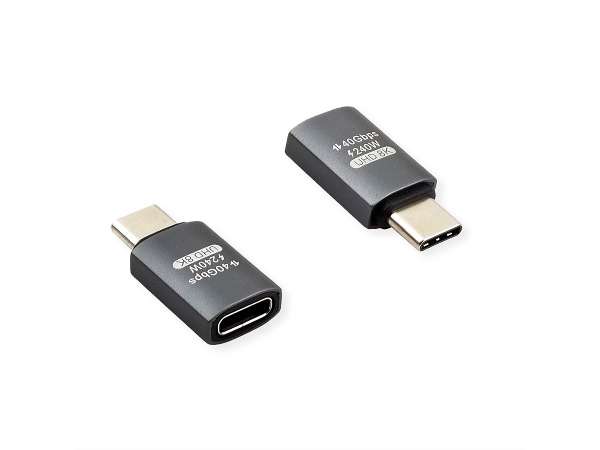 ROLINE Adapter, USB4 Gen 3x2, Aluminum, Type C, M/F, silver