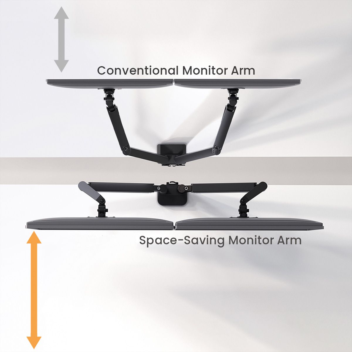 VALUE Dual LCD Monitor Arm, Desk Clamp, 5 Joints, Space Saving