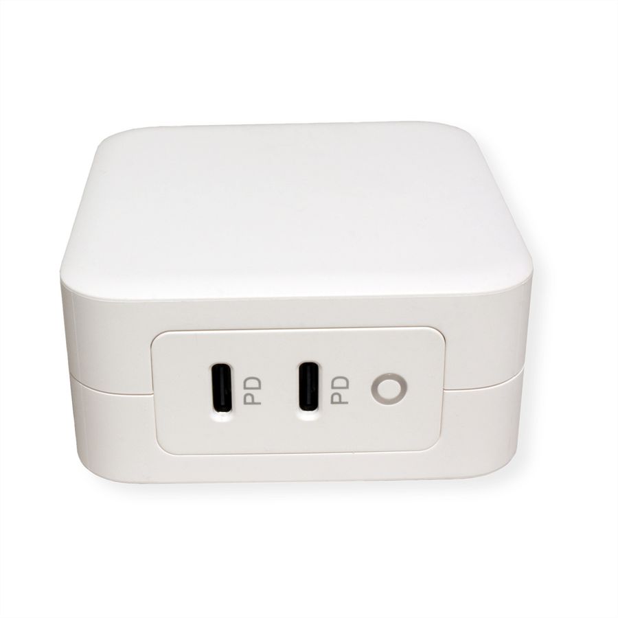 ROLINE USB Wall Charger Euro Plug, 2 Ports, 2x C (PD), 100W, GaN