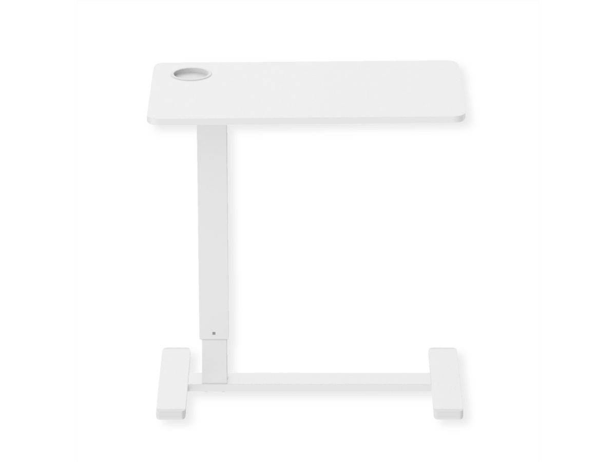 ROLINE Gas Spring Side Table / Workstation, height-adjustable, hidden casters, white