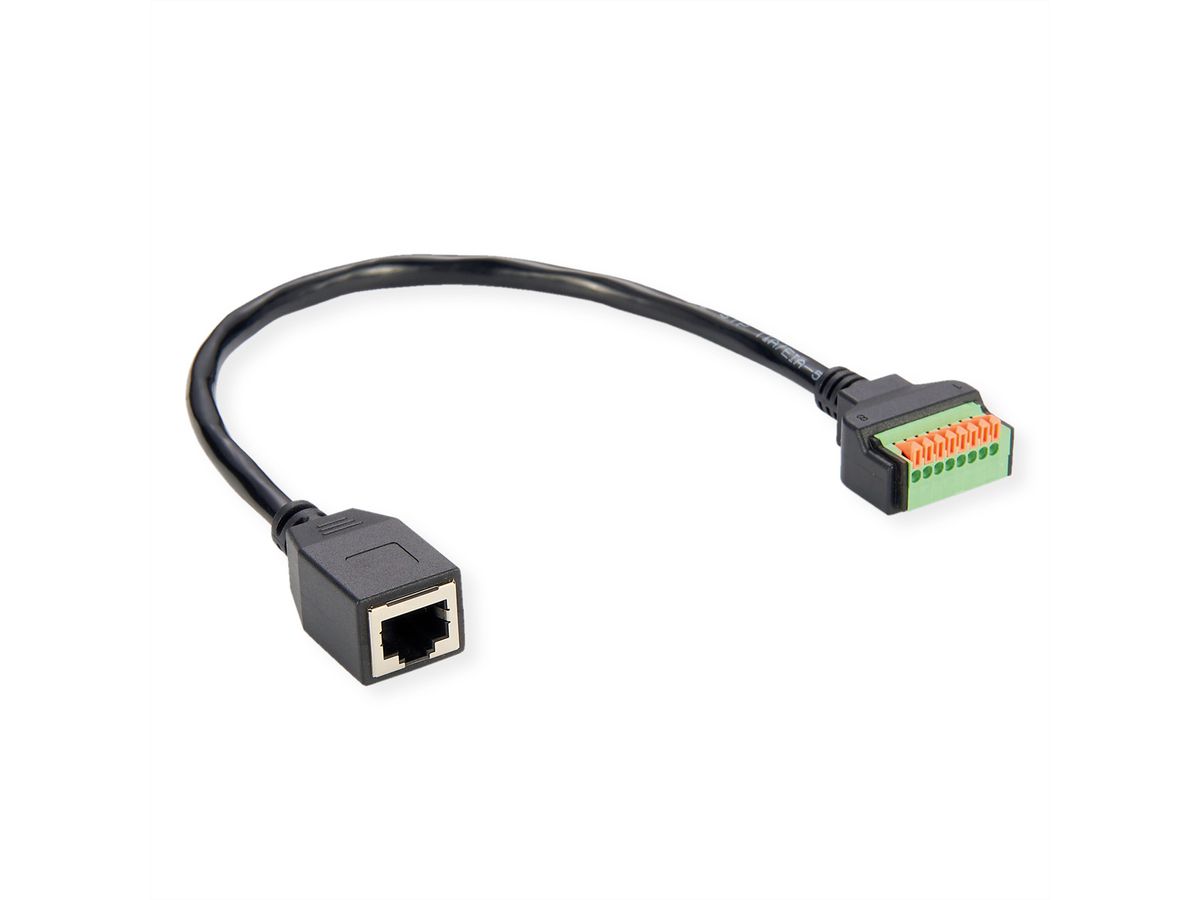 ROLINE Cable Adapter, RJ45 Socket to Terminal Block (push-button), 30 cm