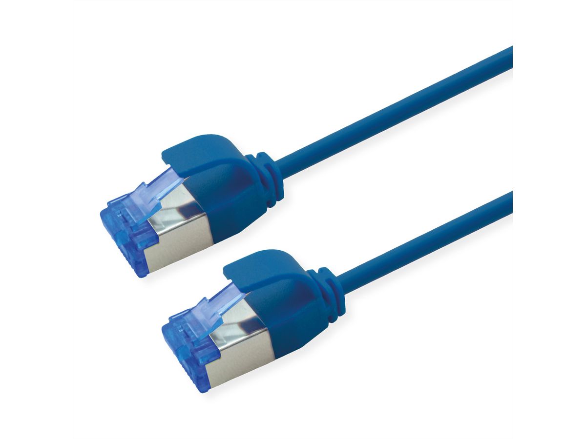 ROLINE S/FTP Patch Cord Cat.6A / Class EA, LSOH, Slim, PoE, blue, 2 m