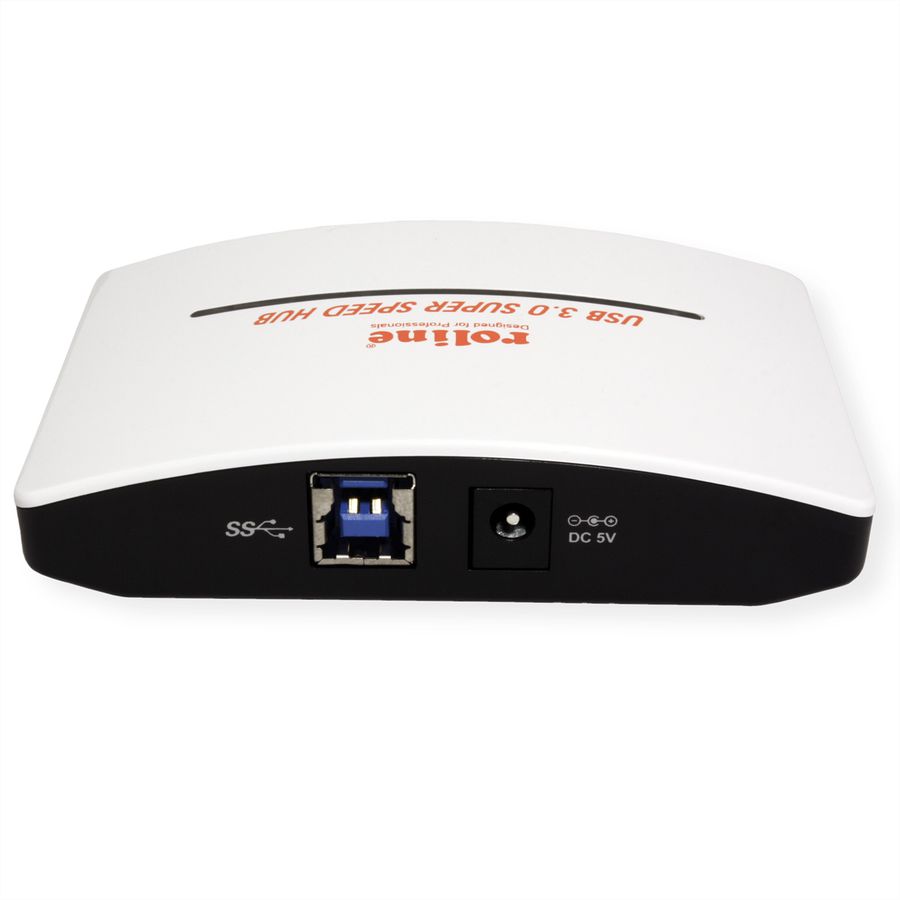 ROLINE USB 3.2 Gen 1 Hub "Black & White", 4 Ports, with Power Supply