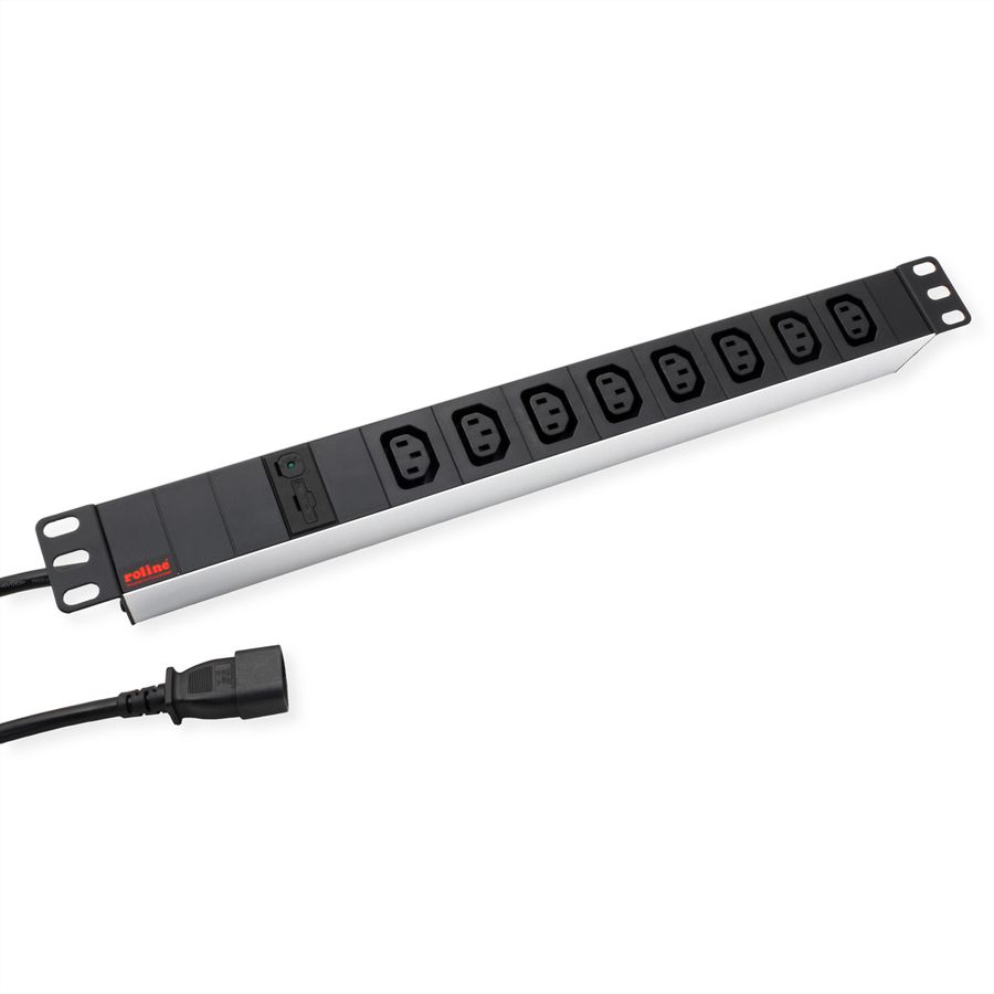 ROLINE 19" PDU for Cabinets 8x IEC320 C13 - C14 M, 10A fused, silver, 2 m