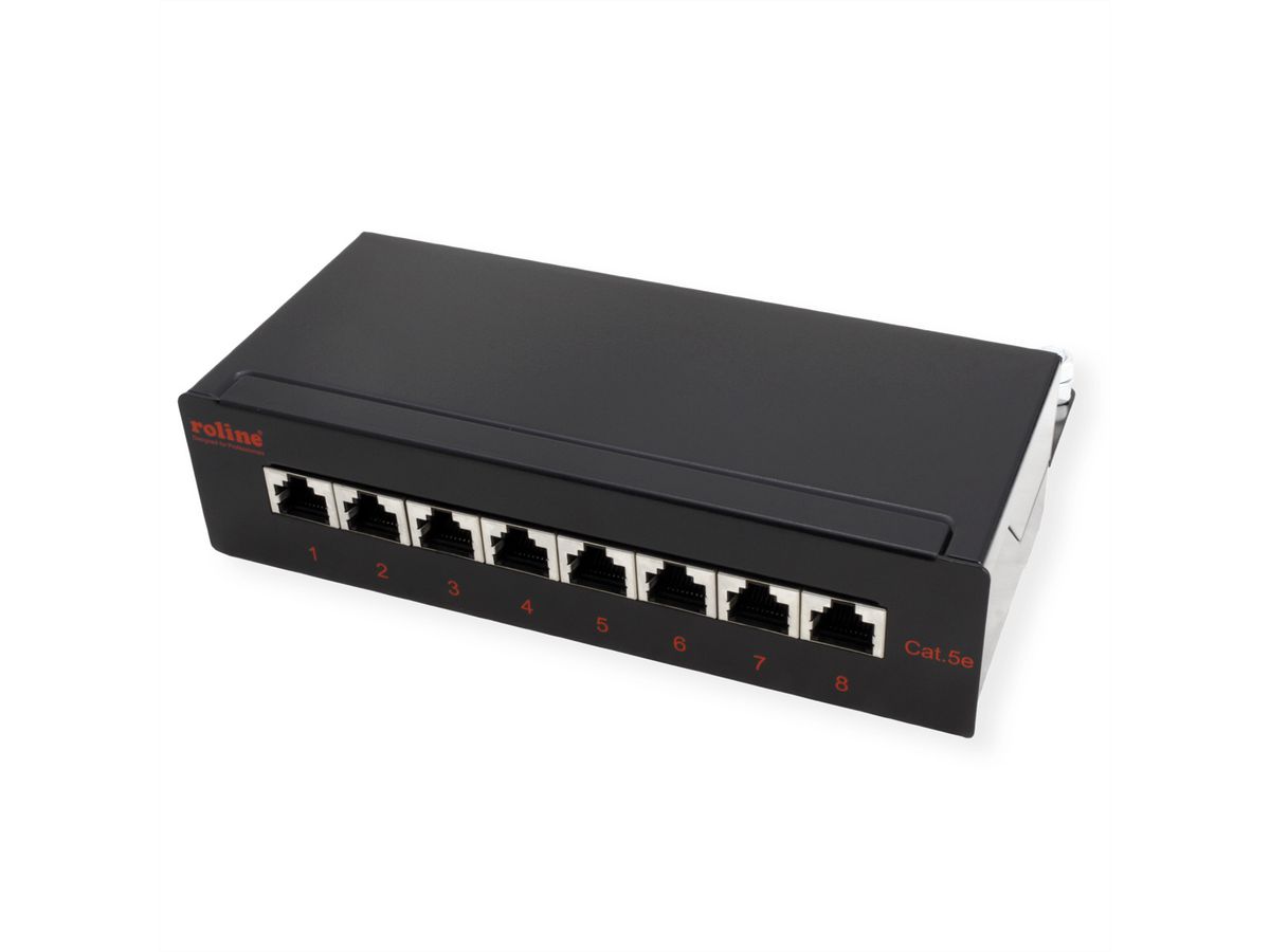 ROLINE Cat.5e (Class D) Wall Mount Patch Panel, 8 Ports, STP, black