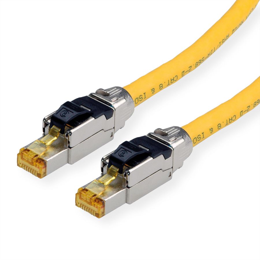 ROLINE S/FTP Patch Cord Cat.8 (Class I), solid, LSOH, PoE, yellow, 2 m