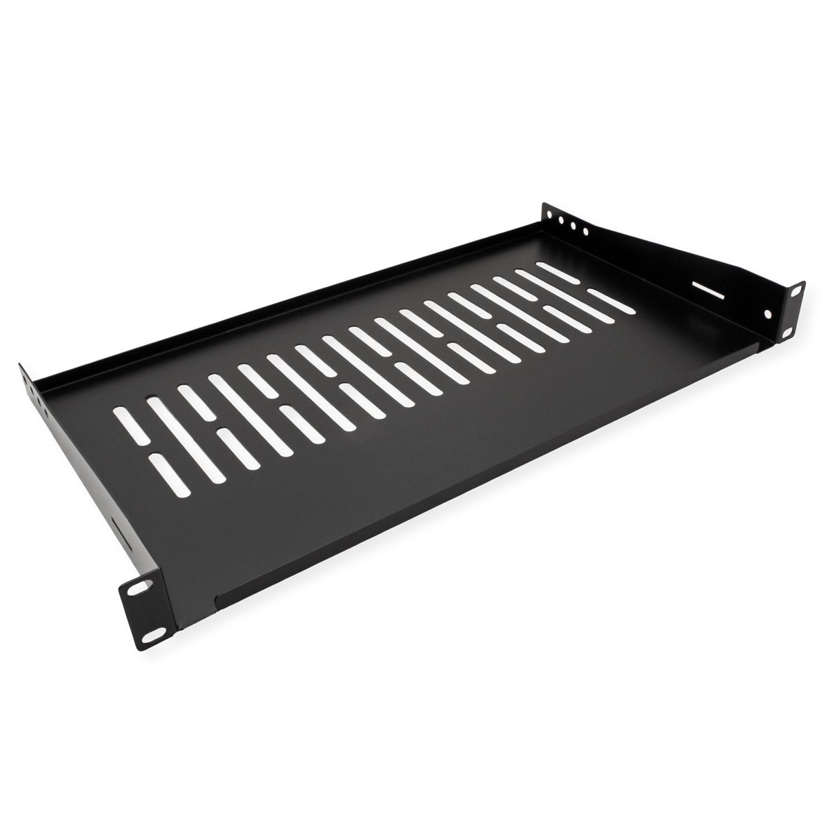 VALUE 19"-Fixed Shelf, 440 x 250mm, max. 10kg, 1U, U-Shape, black