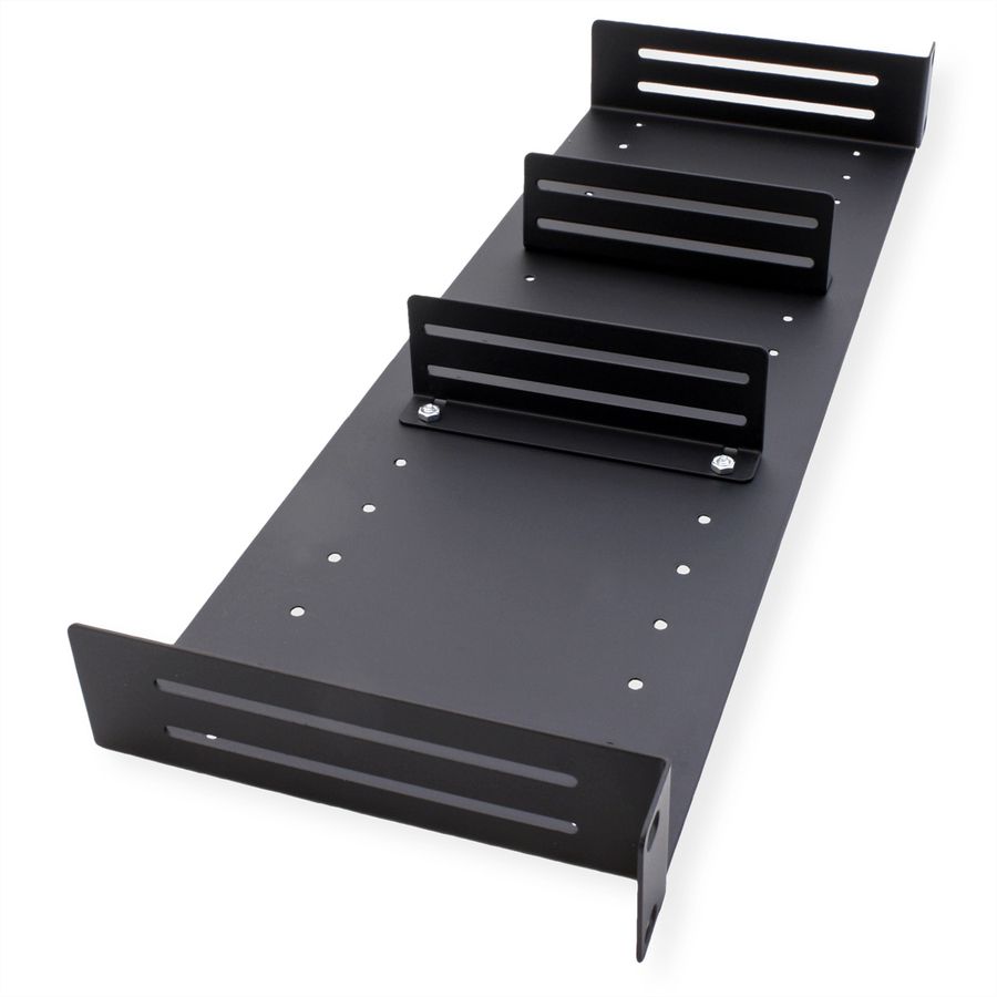 VALUE 19" Shelf, 1U, with 2 adjustable dividers, black