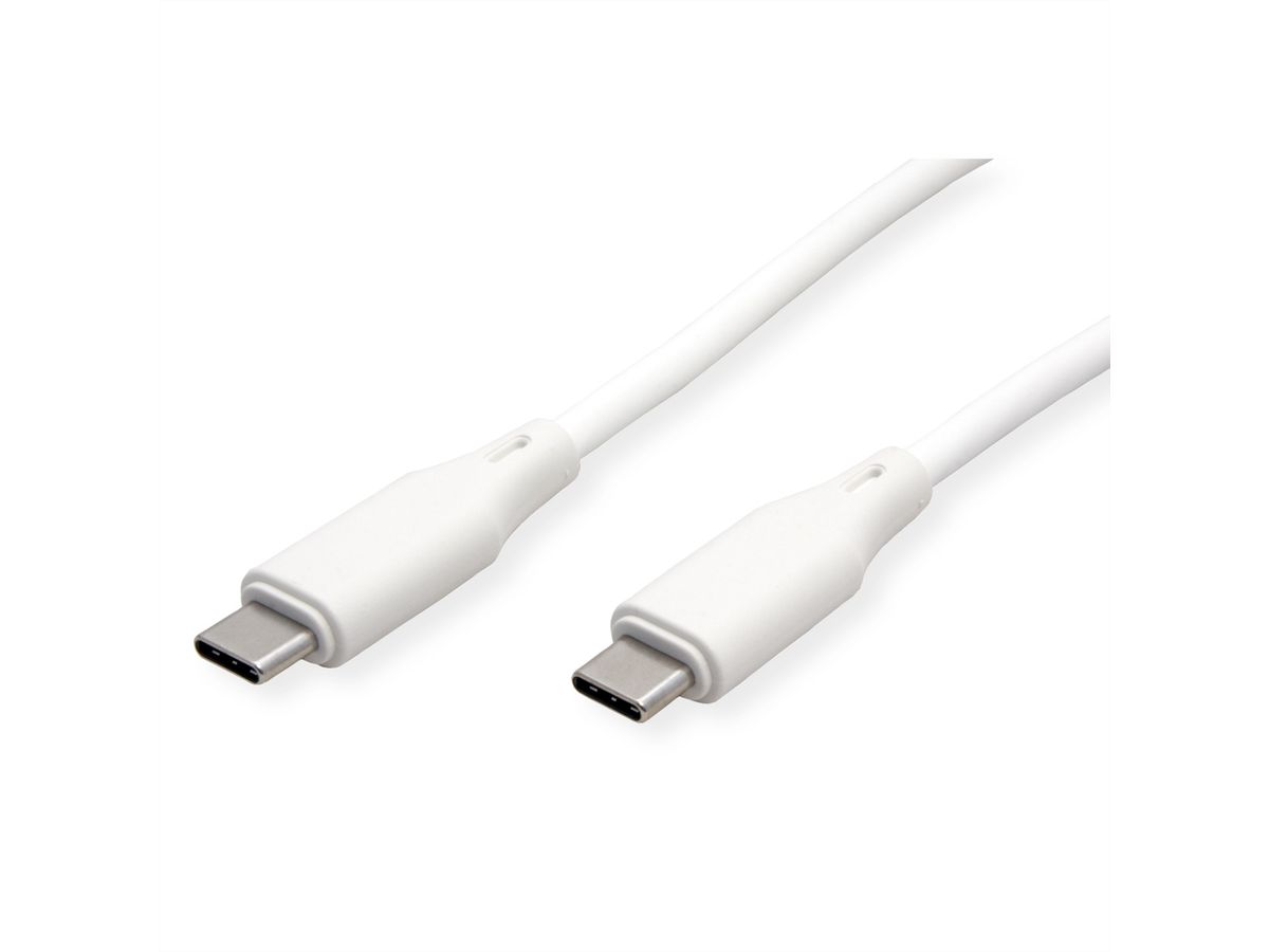 ROLINE USB 2.0 Cable, C–C, M/M, 60W, silicone, white, 1 m