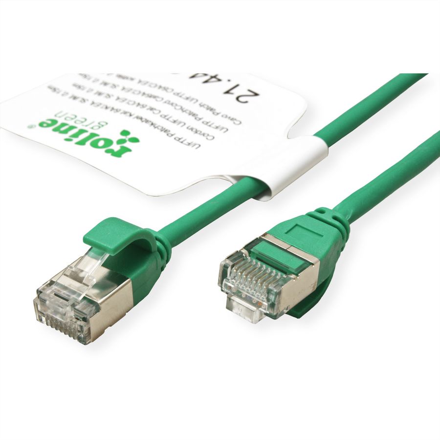 ROLINE GREEN U/FTP DataCenter Patch Cord Cat.6A (Class EA), LSOH, slim, green, 1 m