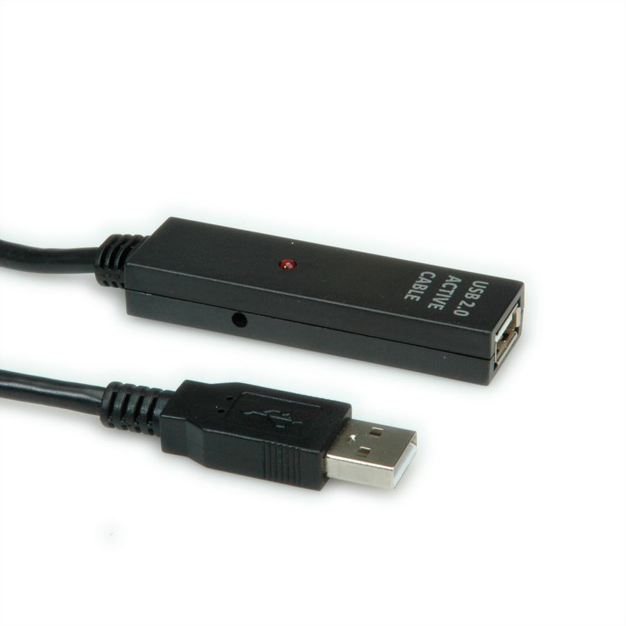 VALUE USB 2.0 Extension Cable, active, black, 30 m